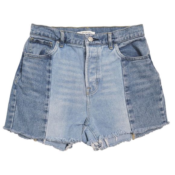 PacSun High Waist Denim Shorts - Light and Dark Blue - Picture 1 of 5